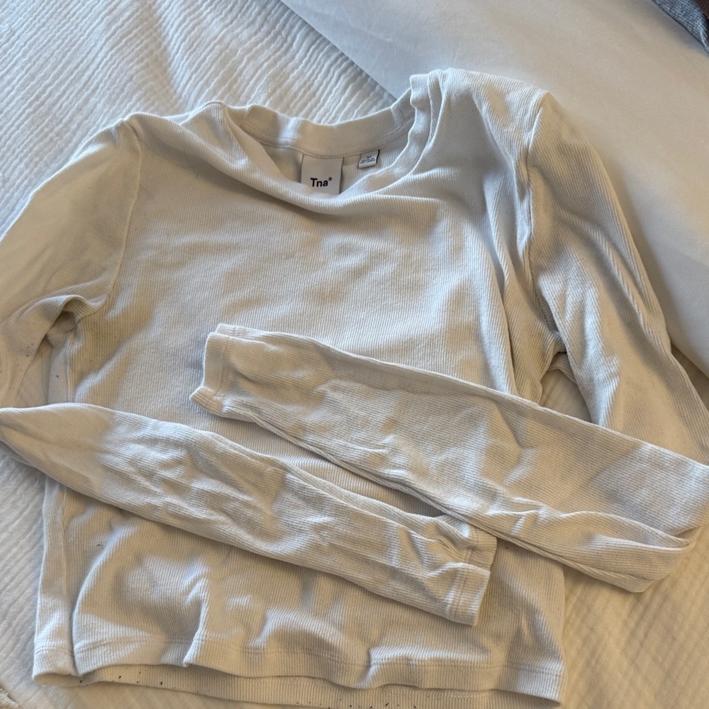 TNA Women's Soft White Crew Neck Sweater
